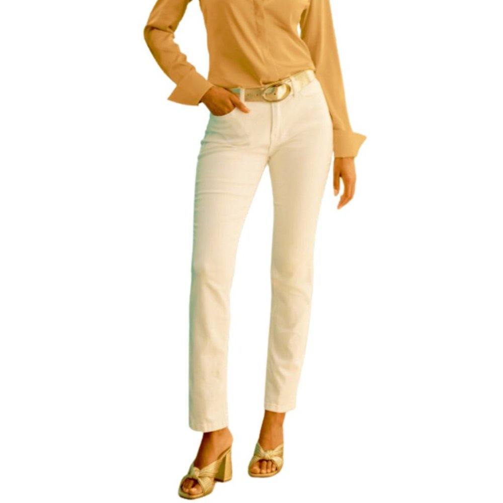 Boston Proper Distressed Jeans Ultra Soft Knit Tan Sand Color SZ 18 NEW!